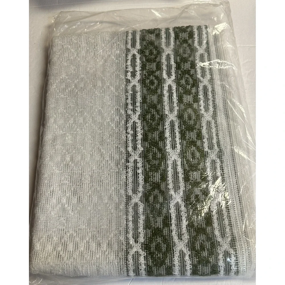 Vintage Curtains Retro Green White Knit Curtains Tailored Panels 60